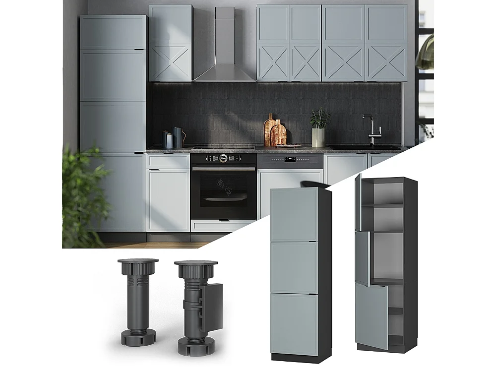 Armoire haute bleu clair-gris/anthracite 60x58.1x206.8 fame-line