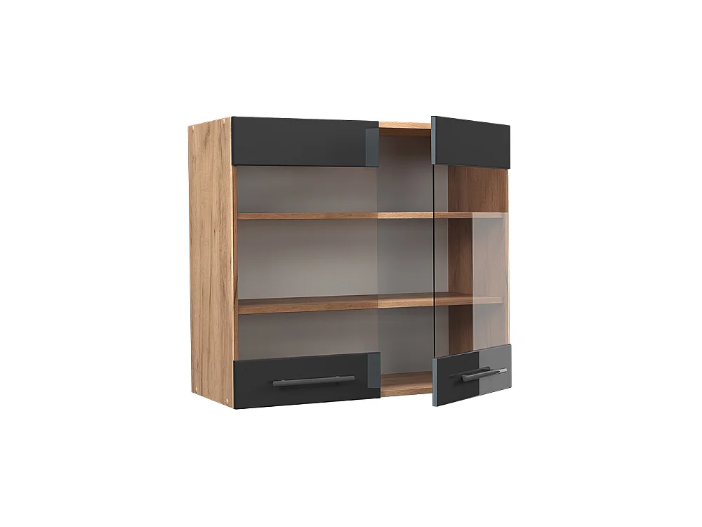 Glass kitchen cabinet anthracite high gloss 80x34.1x72 fame-line