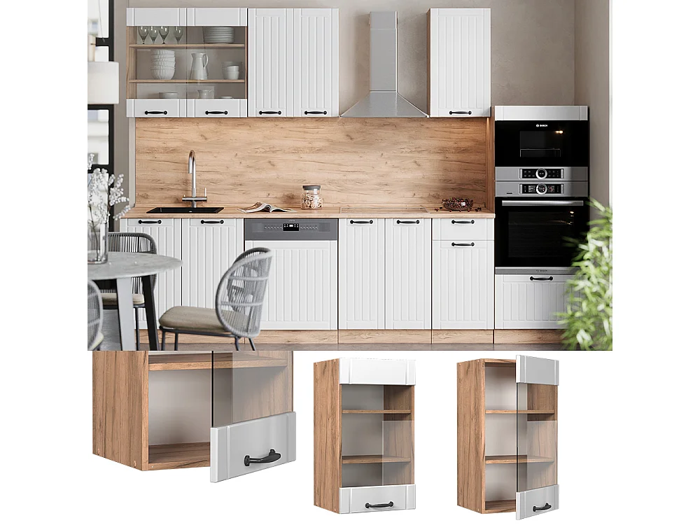 Glass kitchen cabinet white country house 40x34.1x72 fame-line