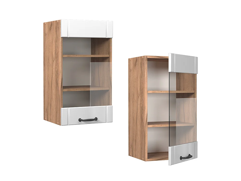 Glass kitchen cabinet white country house 40x34.1x72 fame-line