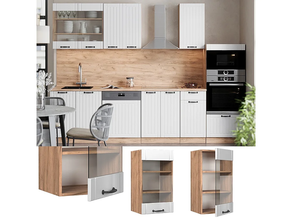 Szklana szafka kuchenna biały domek wiejski 40x34.1x72 fame-line