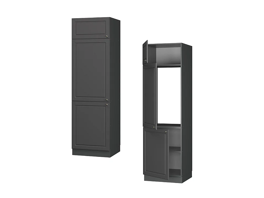 Fridge housing cabinet anthrazit-gold landhaus 60x58.1x206.8 fame-line