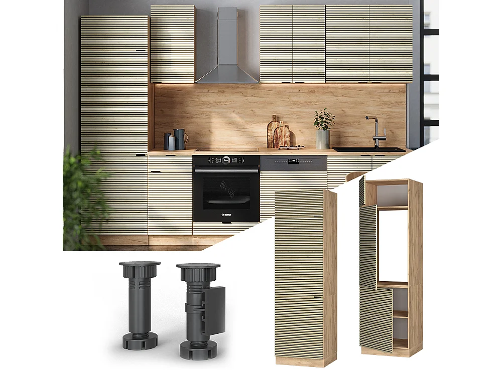 Armoire pour frigo panneau en chêne 60x58.1x206.8 fame-line