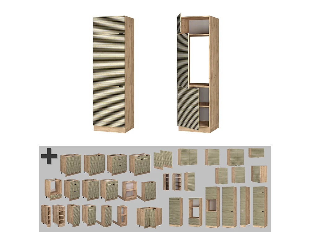 Armoire pour frigo panneau en chêne 60x58.1x206.8 fame-line