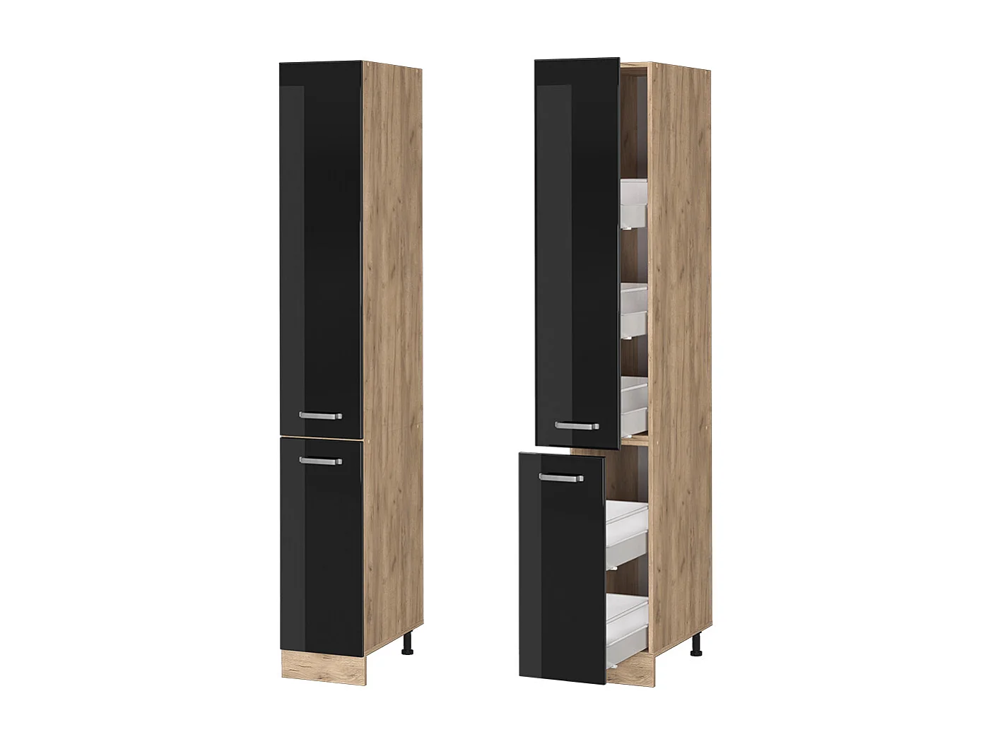 Apothekerschrank schwarz hochglanz 30x57.2x206.8 r-line