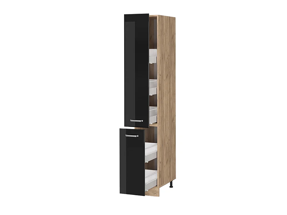Apothekerschrank schwarz hochglanz 30x57.2x206.8 r-line