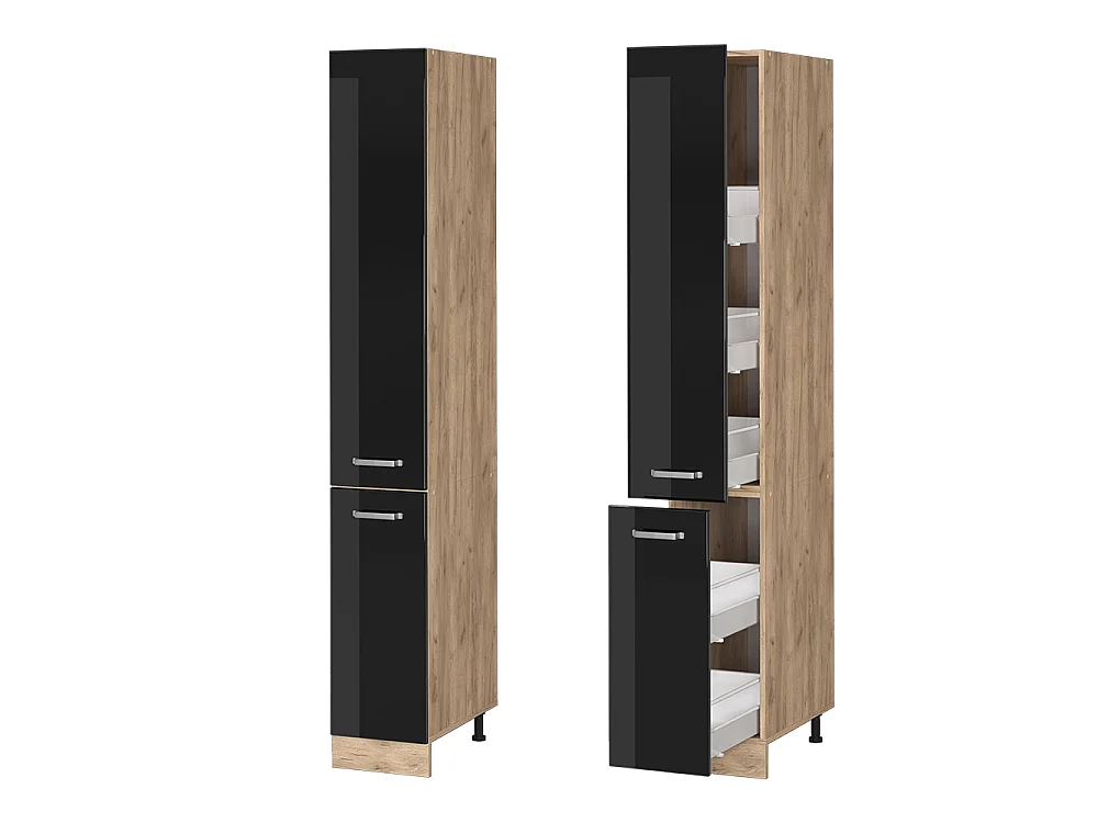 Apothekerschrank schwarz hochglanz 30x57.2x206.8 r-line