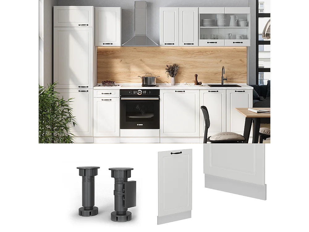 Façade de lave-vaisselle blanc campagne 45x1.6x81.8 r-line