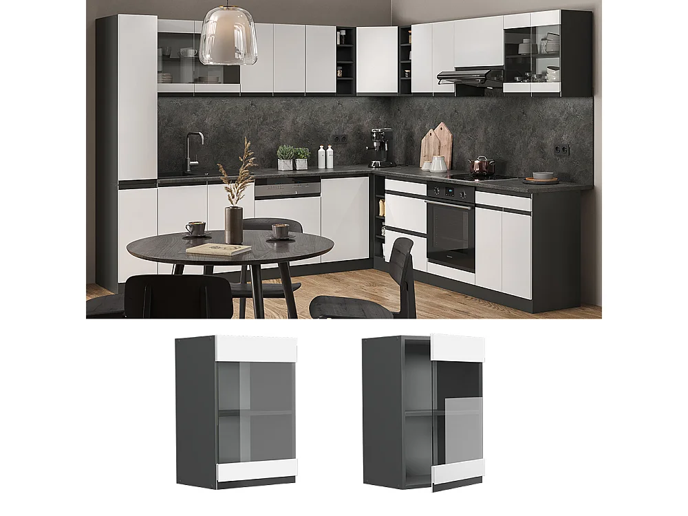 Armario de cocina con vidrio blanco 40x31x60 r-line