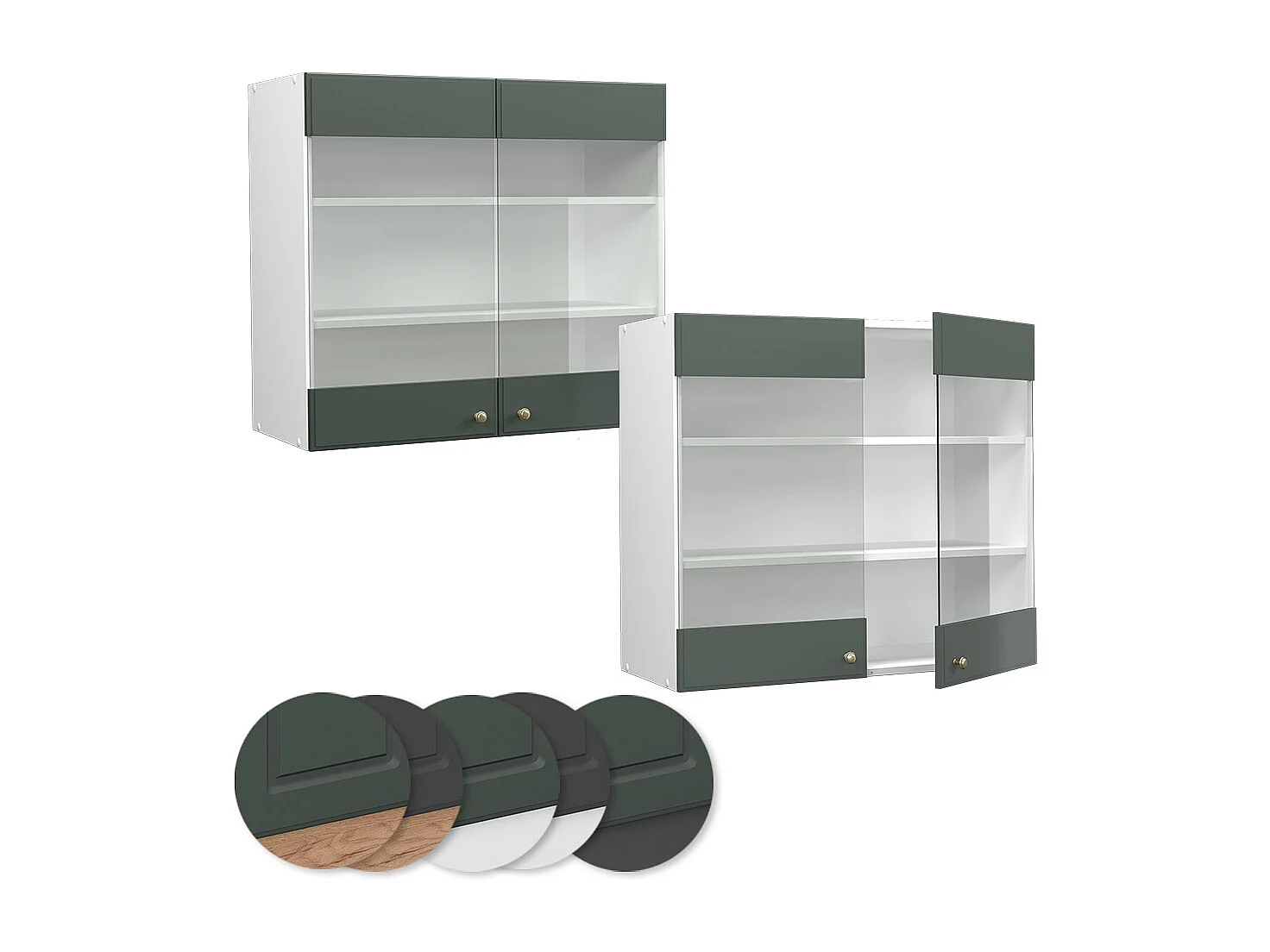 Armario de cocina con vidrio verde dorado casa de campo 80x34.1x72 fame-line