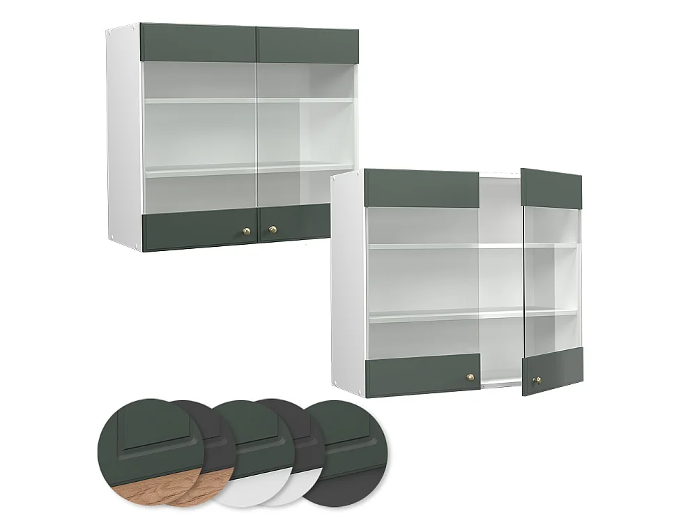 Mobile da cucina in vetro Verde-oro rustico 80x34.1x72 fame-line