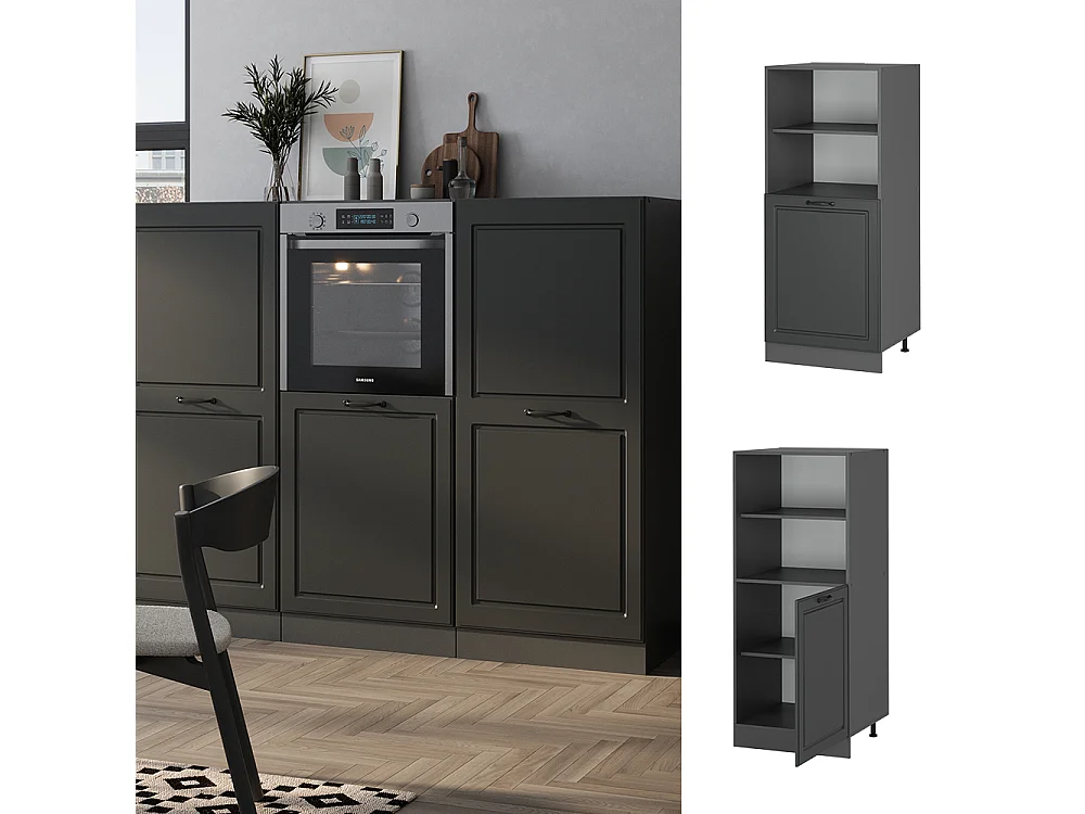 Meuble pour four anthracite campagne 60x57x143 r-line