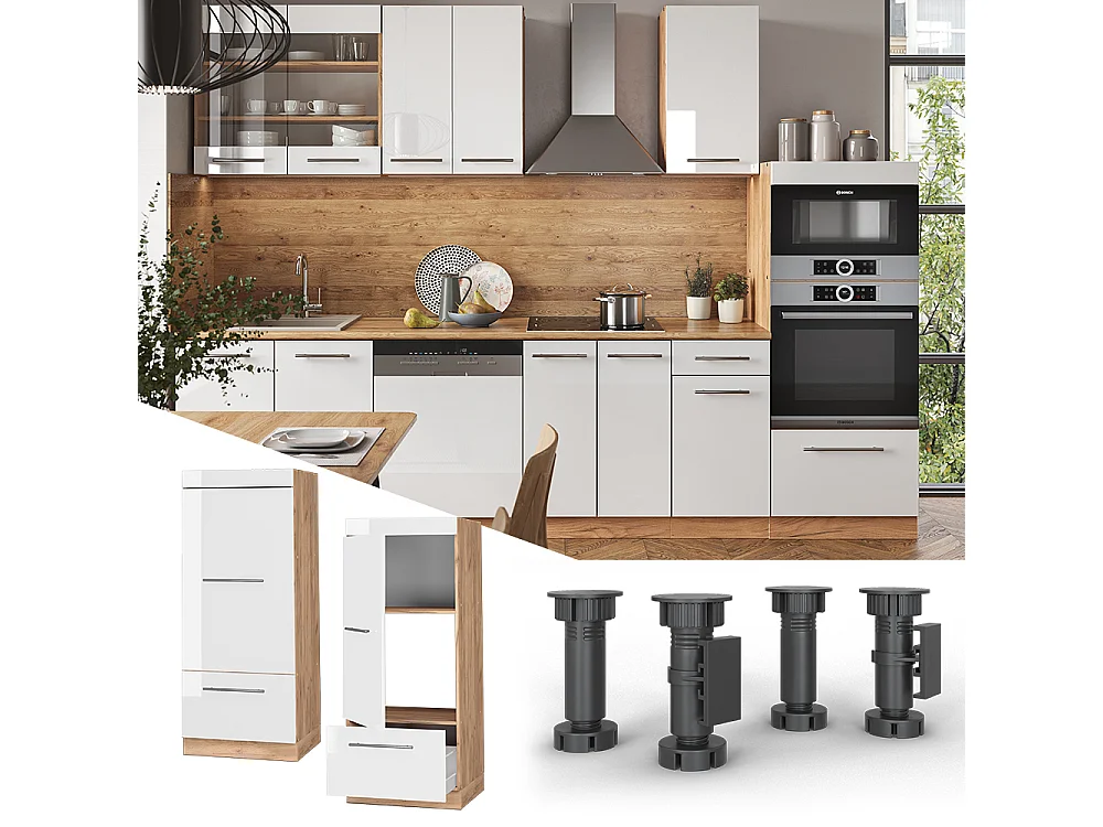 Armario para microondas blanco alto brillo 60x58.1x153.6 fame-line