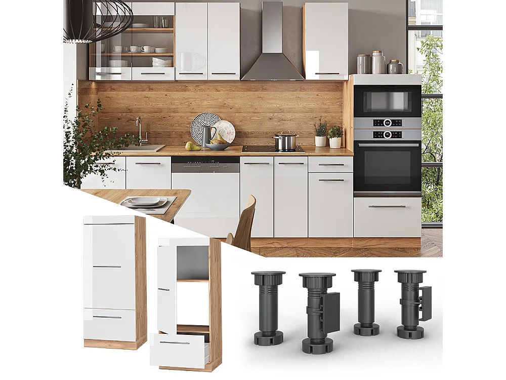 Armario para microondas blanco alto brillo 60x58.1x153.6 fame-line
