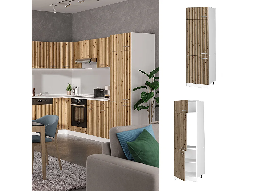 Koelkast ombouwkast artisanaal eiken 60x57.2x206.8 r-line