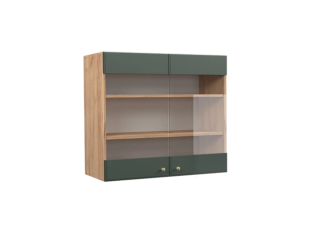 Küchenglasschrank grün-gold landhaus 80x34.1x72 fame-line