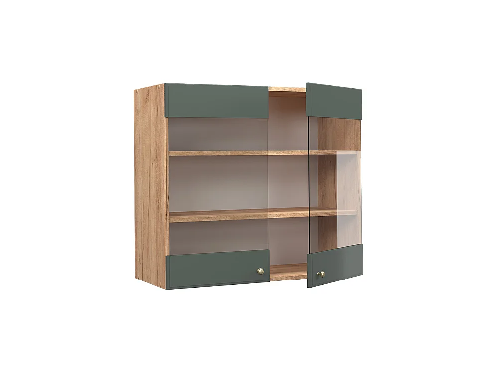 Küchenglasschrank grün-gold landhaus 80x34.1x72 fame-line