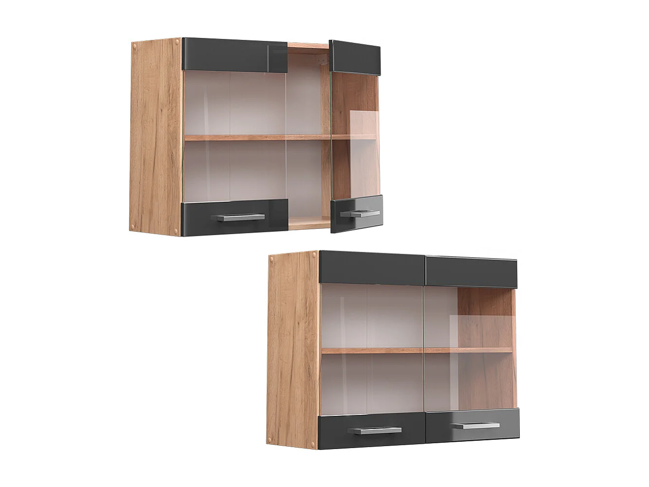 Mobile da cucina in vetro antracite lucido 80x31x60 r-line