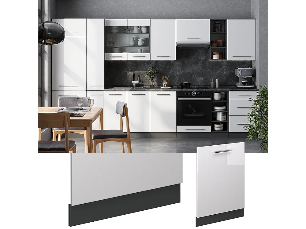 Dishwasher front panel white high gloss 60x1.6x81.8 fame-line
