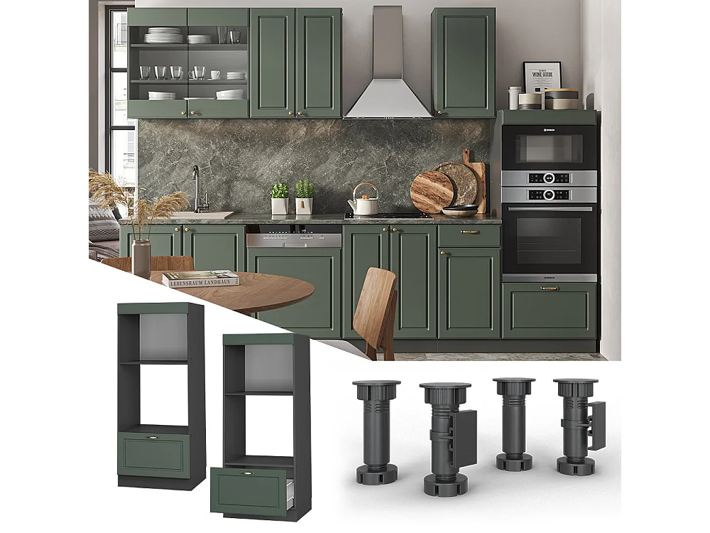 Szafka do mikrofalówki green gold country 60x58.1x153.6 fame-line