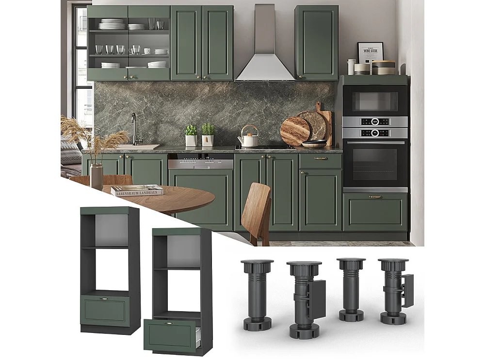 Armoire micro-ondes vert or campagne 60x58.1x153.6 fame-line