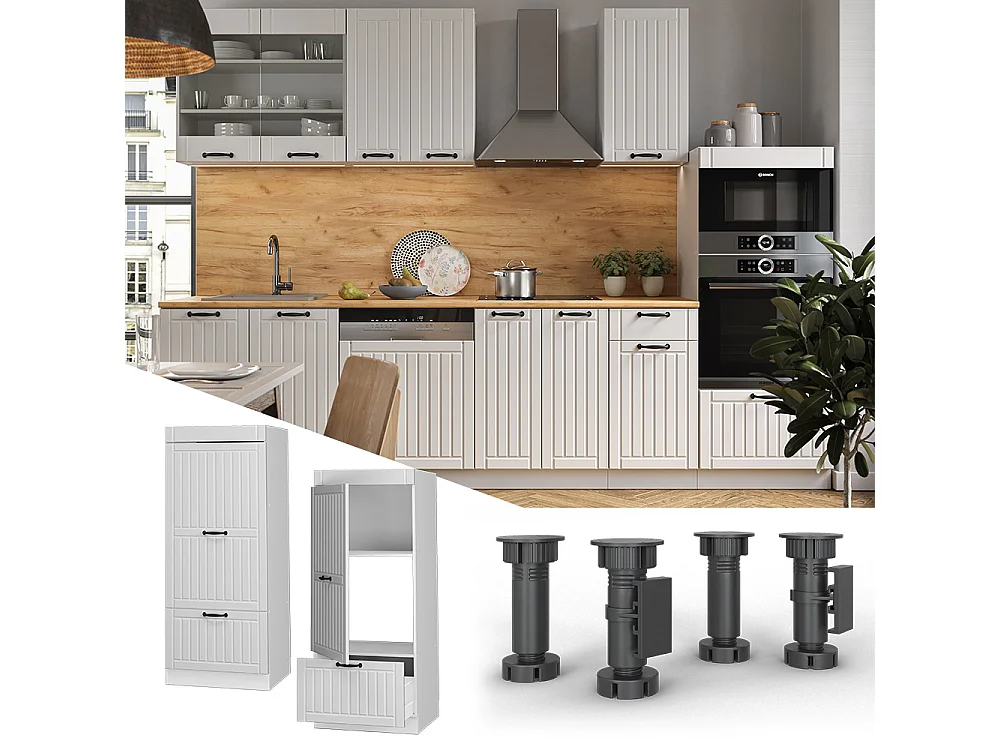 Armoire micro-ondes blanc campagne 60x58.1x153.6 fame-line