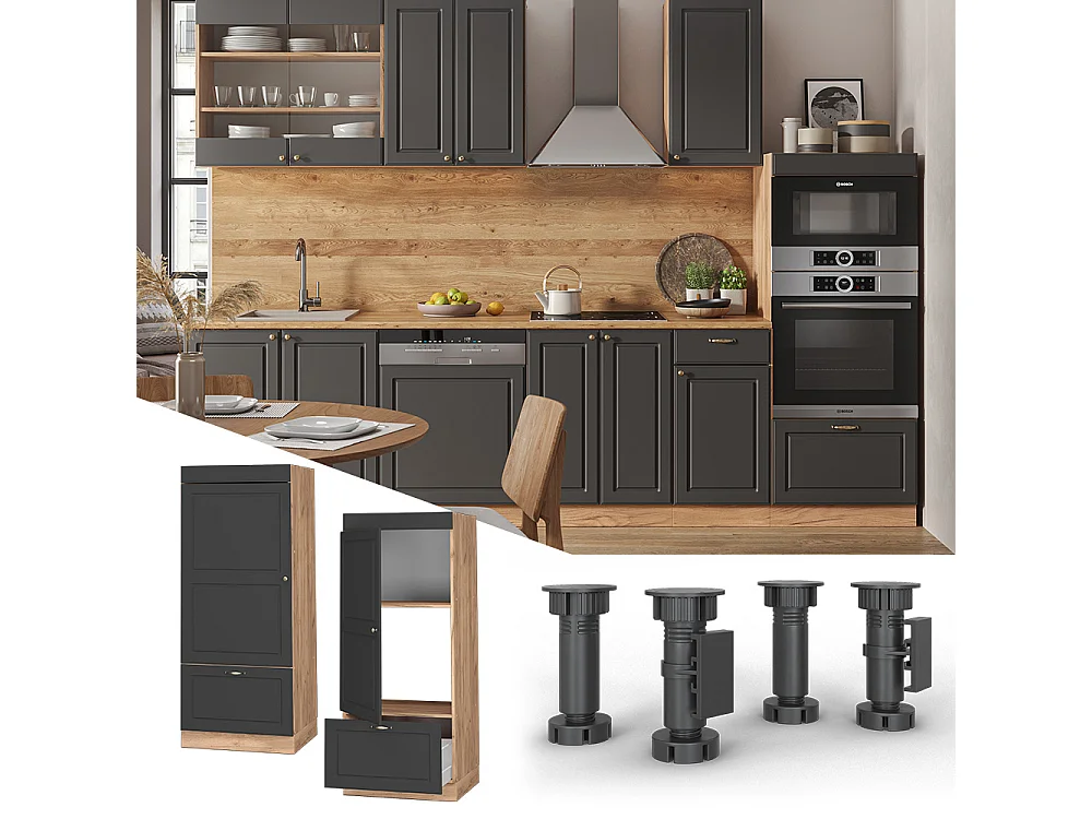 Armoire micro-ondes anthracite-or 60x58.1x153.6 fame-line