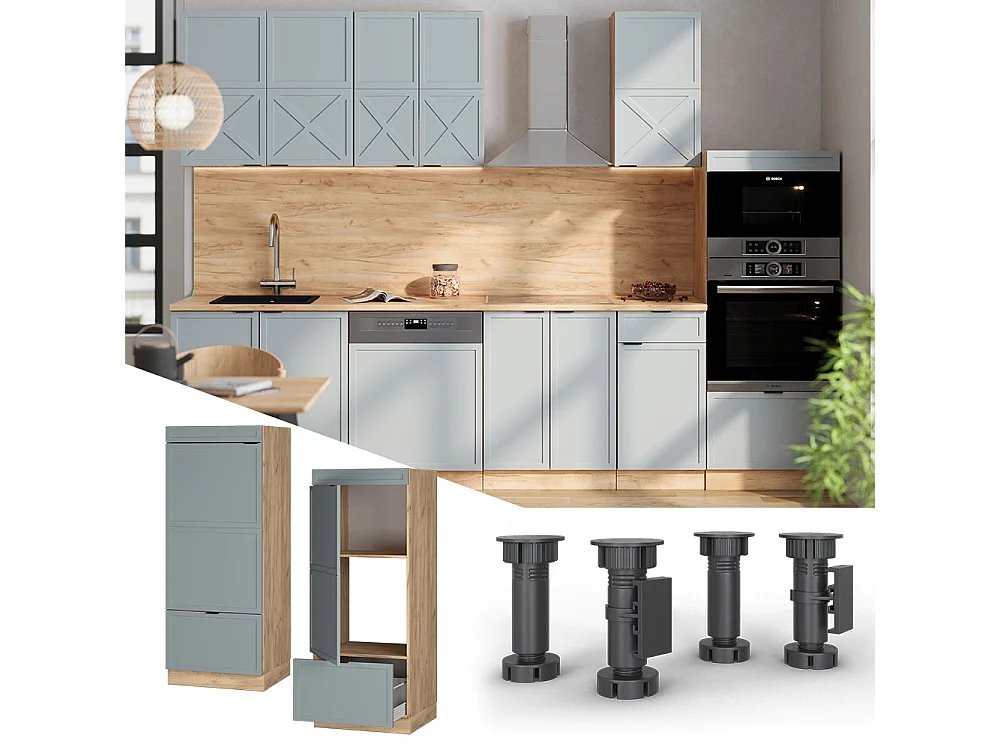 Armoire micro-ondes bleu clair-gris 60x58.1x153.6 fame-line