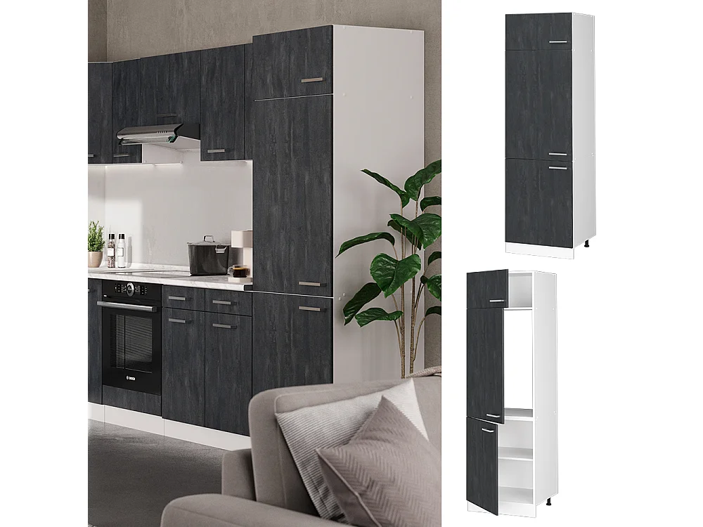 Armoire pour frigo béton noir 60x57.2x206.8 r-line
