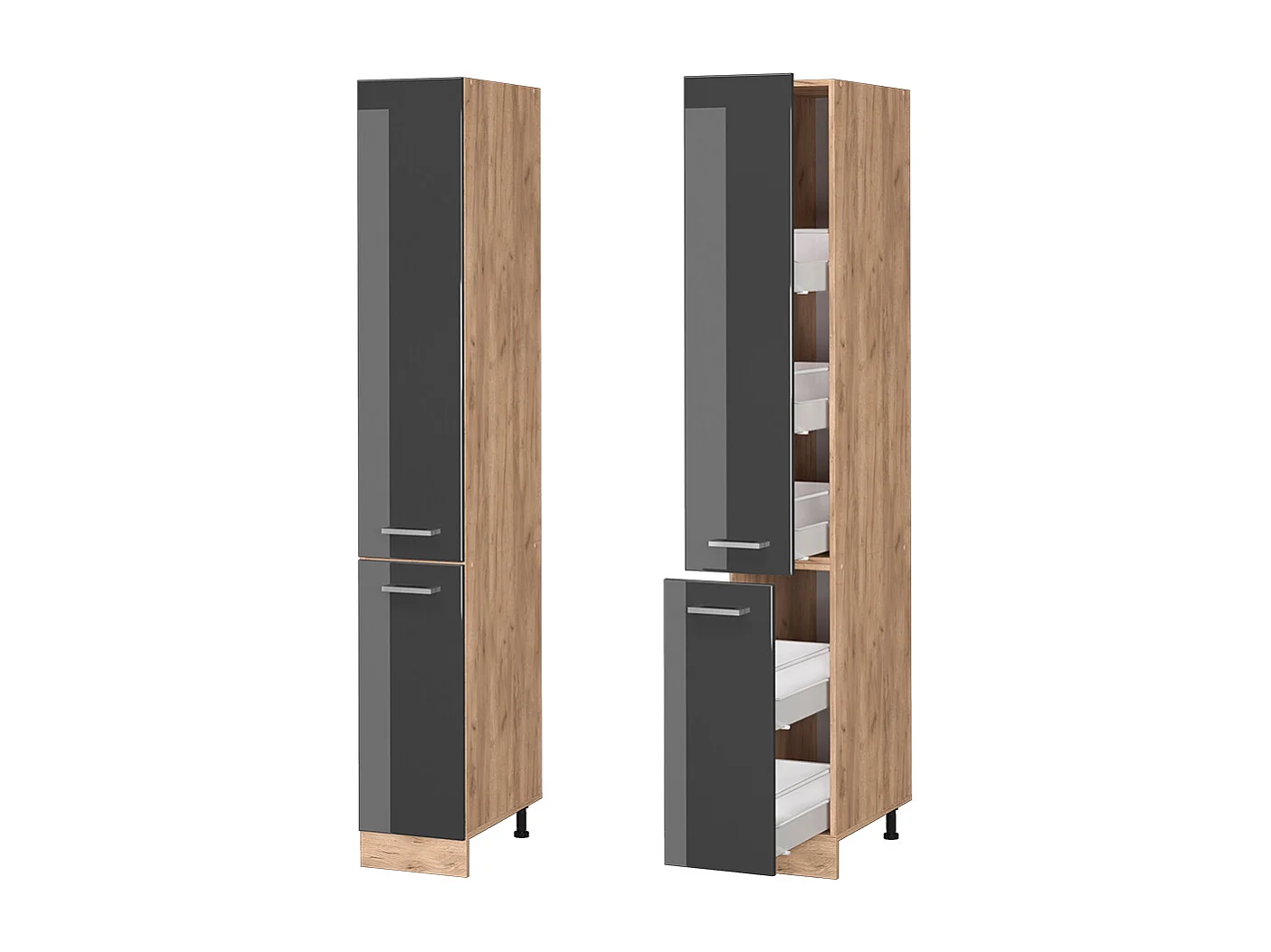 Meuble haute de cuisine anthracite haute brillance 30x57.2x206.8 r-line