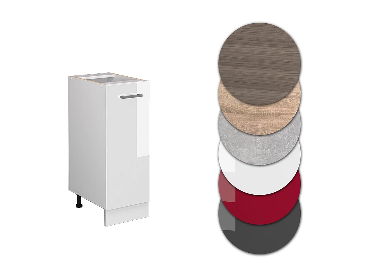 Meuble de cuisine blanc haute brillance 30x46x81.6 r-line