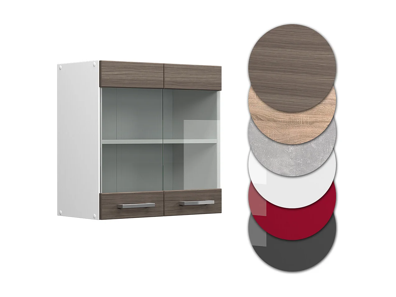 Armario de cocina con vidrio gris noble 60x31x60 r-line