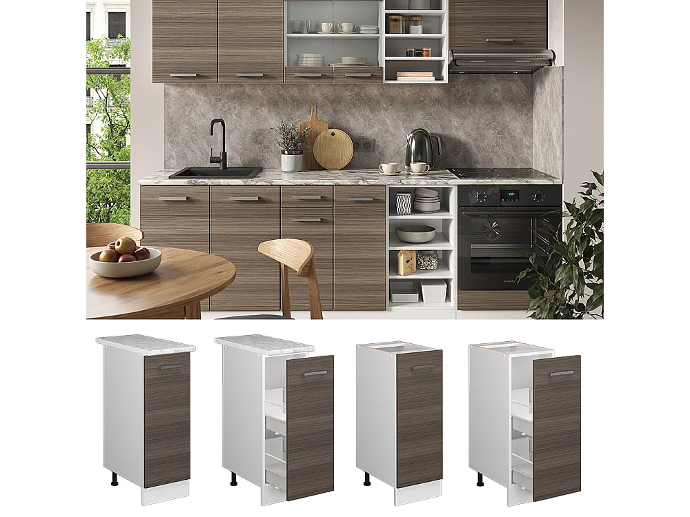 Meuble de cuisine gris noble 30x60x81.6 r-line