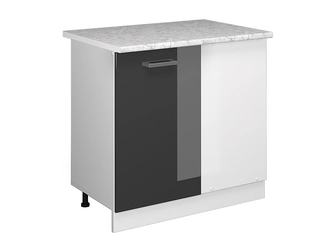 Armário baixo de canto antracite alto brilho 86x60x81.6 r-line