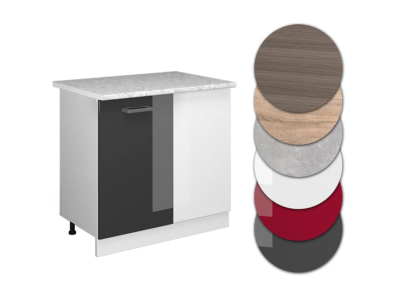 Armário baixo de canto antracite alto brilho 86x60x81.6 r-line