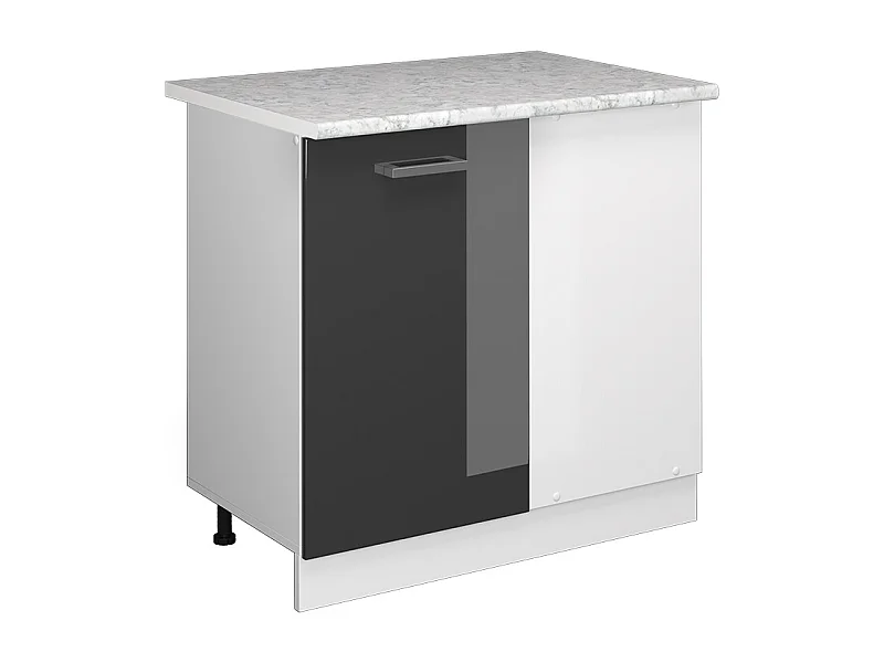 Armário baixo de canto antracite alto brilho 86x60x81.6 r-line