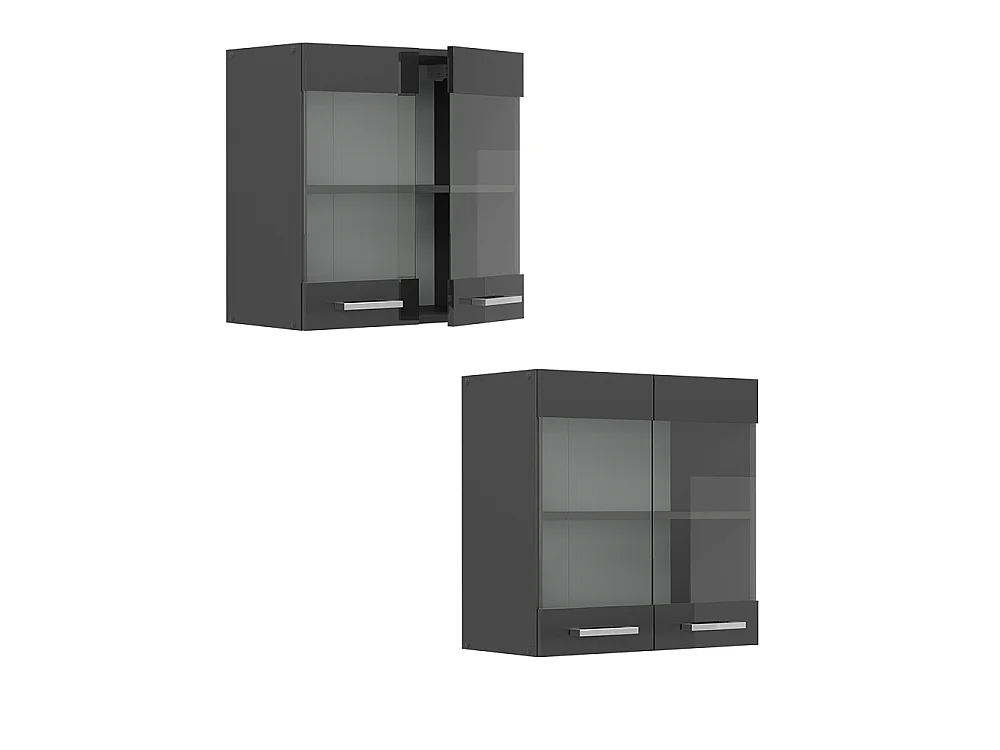 Armario de cocina con vidrio antracita alto brillo 60x31x60 r-line