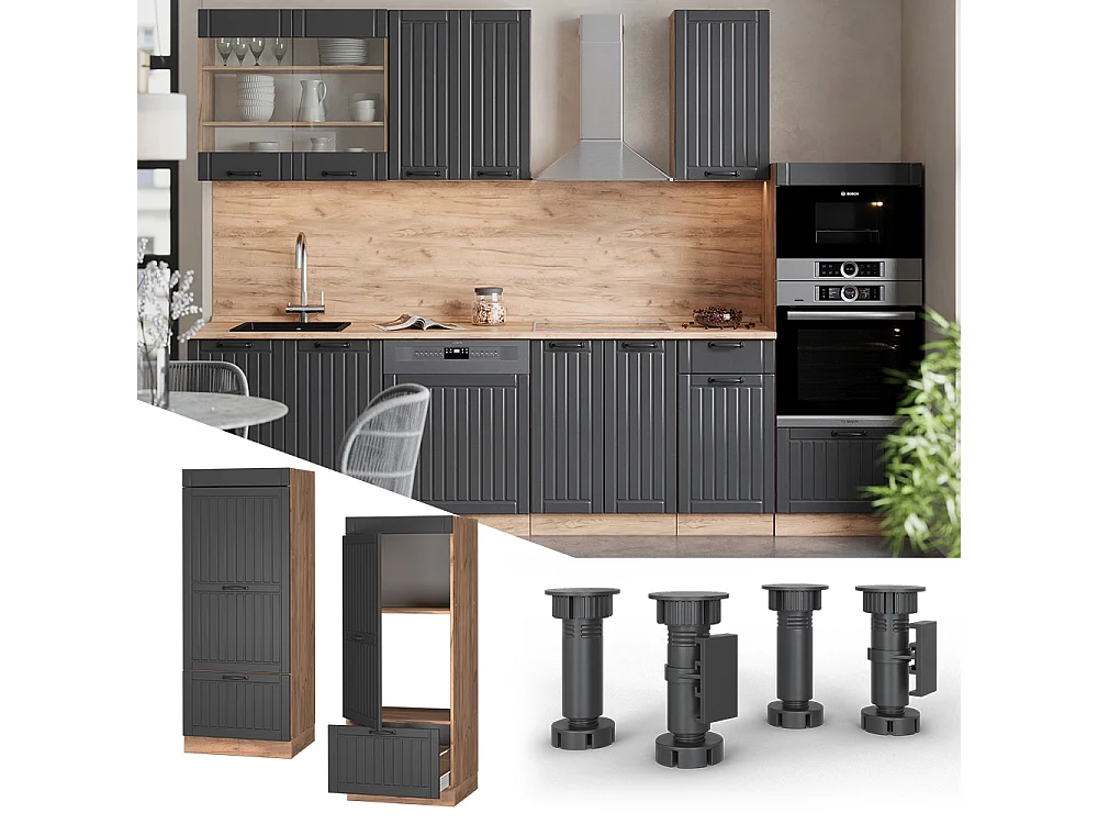 Microwave cabinet dark grey 60x58.1x153.6 fame-line