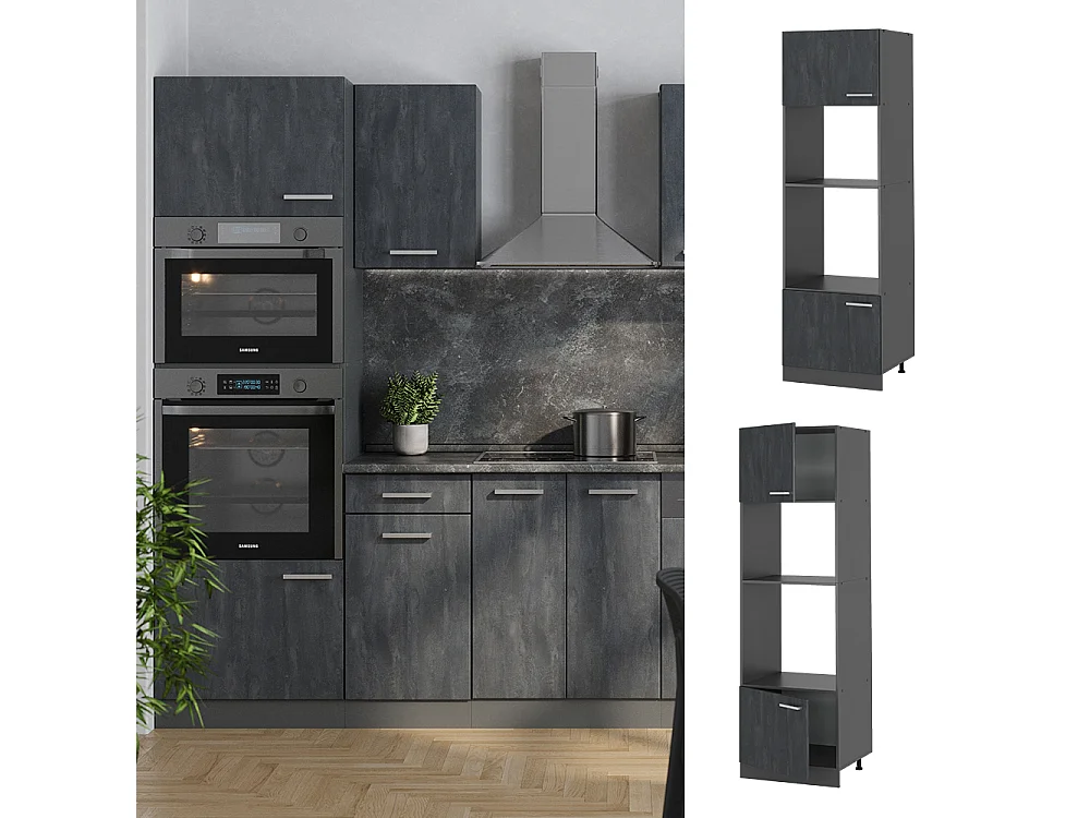 Armoire micro-ondes béton noir 60x57.2x206.8 r-line