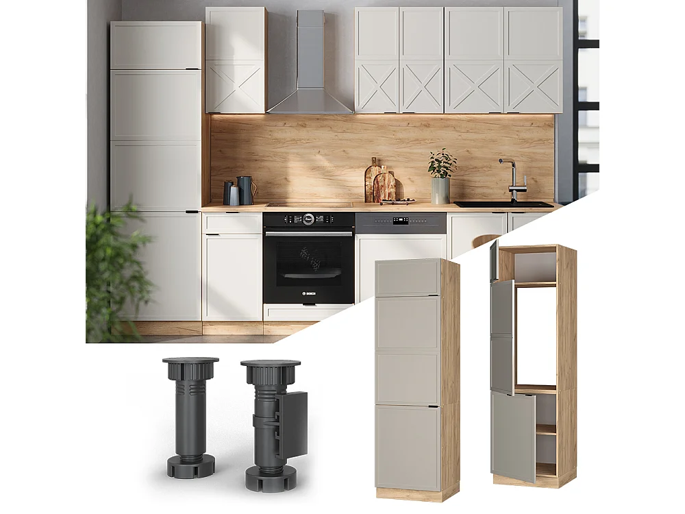 Armoire pour frigo grisbeige 60x58.1x206.8 fame-line