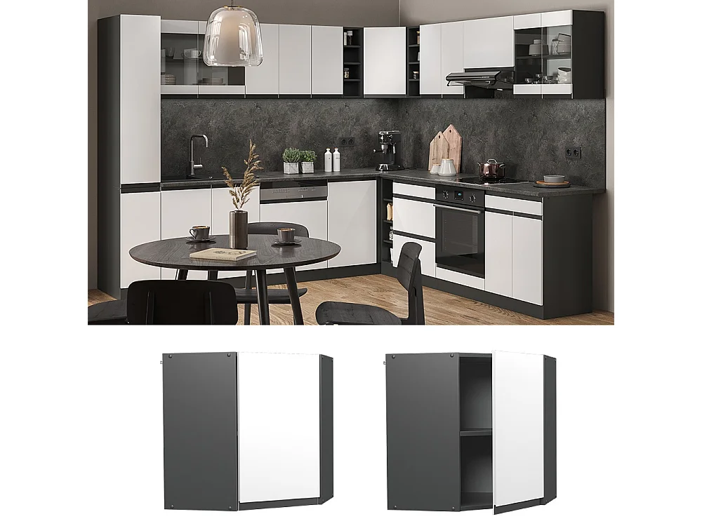 Corner wall cabinet white 57x34.1x60 r-line