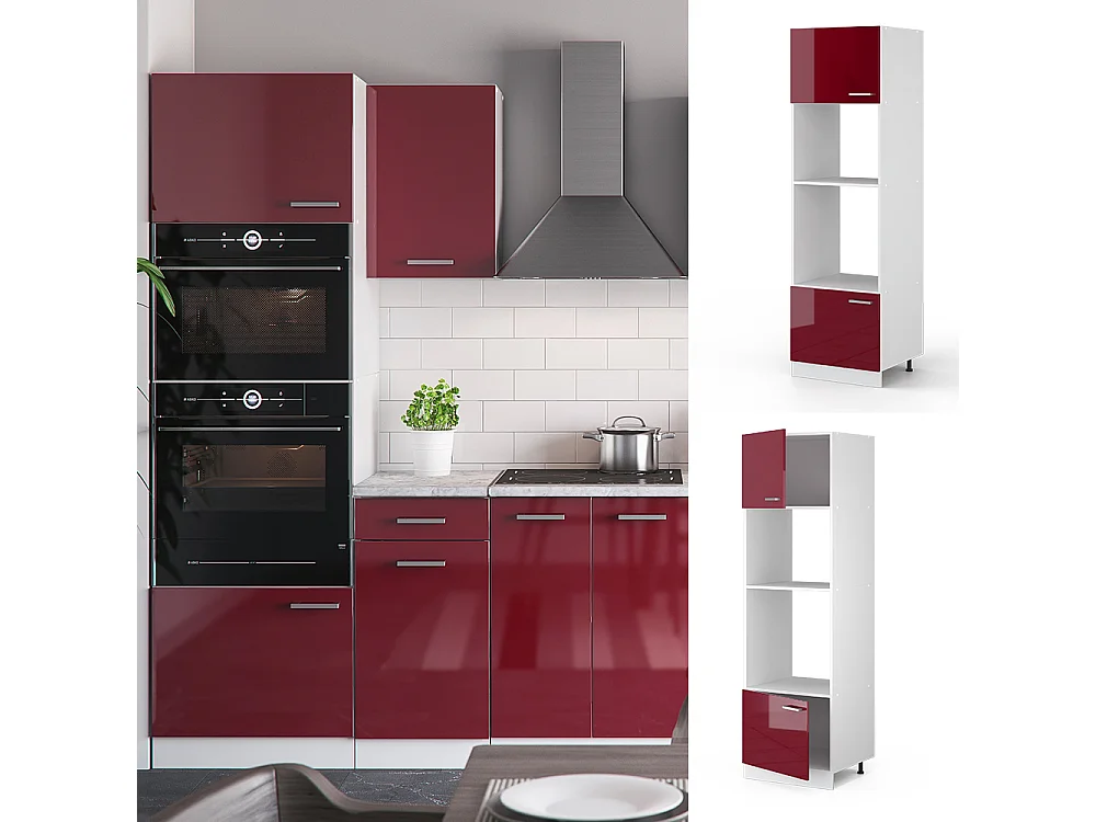 Armario para microondas rojo de alto brillo 60x57.2x206.8 r-line