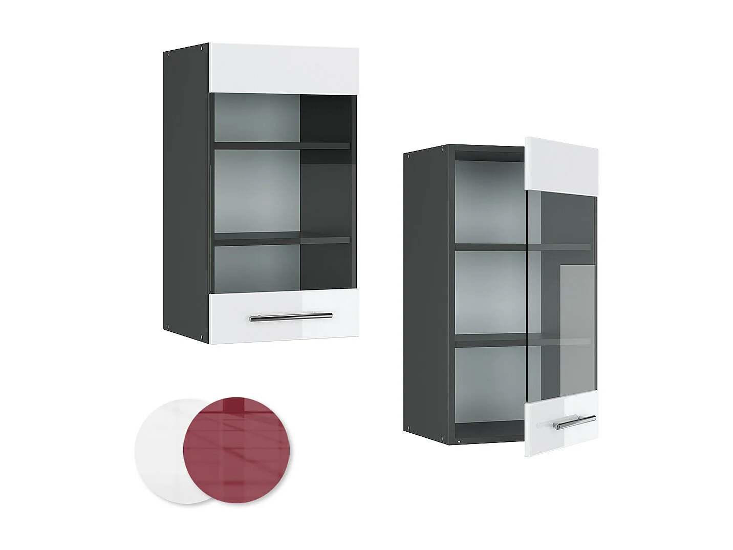 Armario de cocina con vidrio blanco alto brillo 40x34.1x72 fame-line