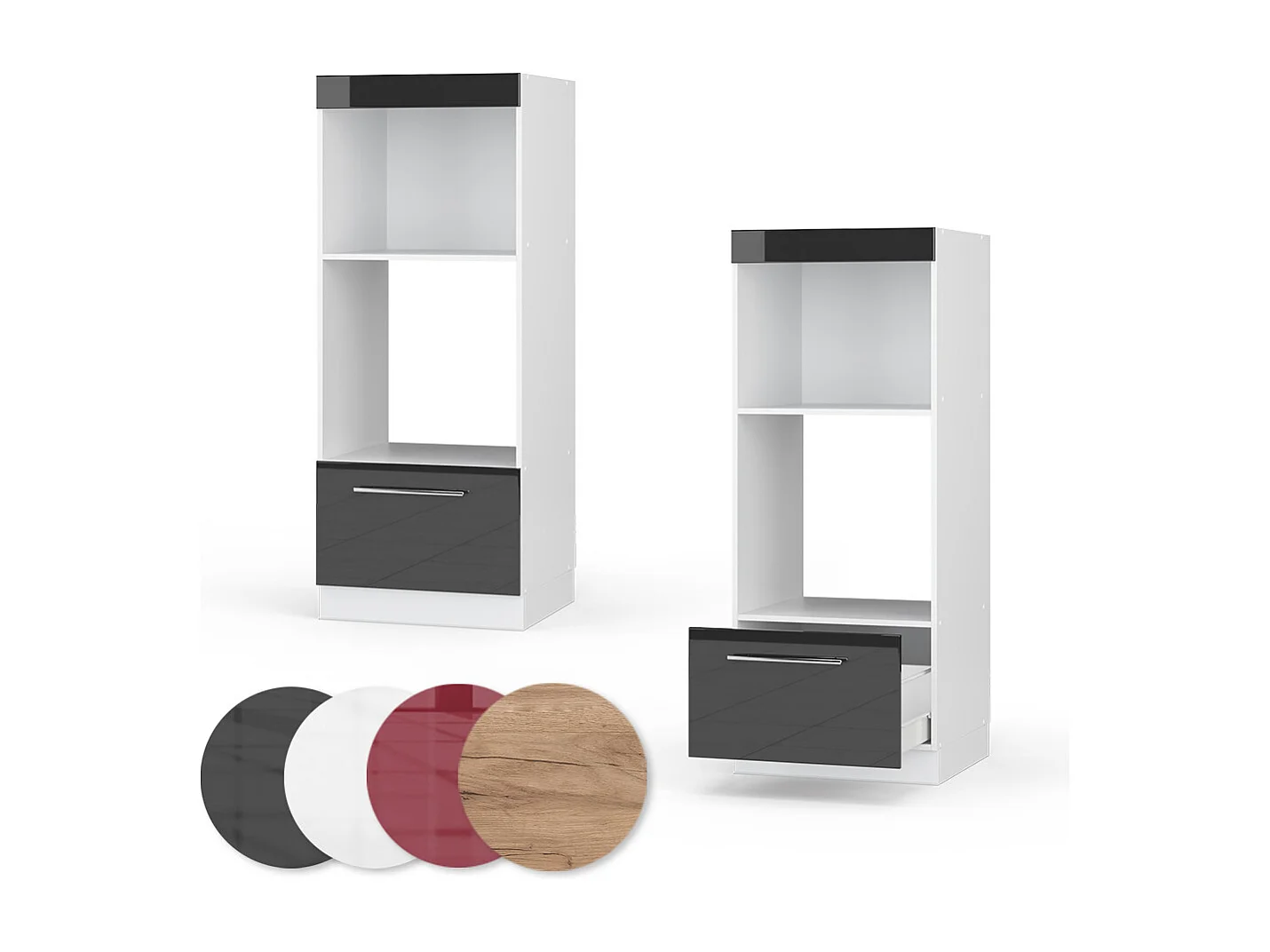 Mikrowellenschrank anthrazit hochglanz 60x58.1x153.6 fame-line