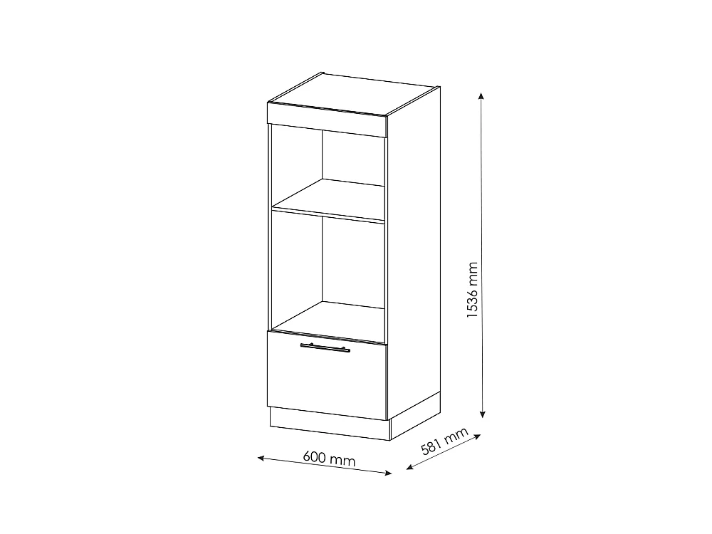 Armoire micro-ondes anthracite haute brillance 60x58.1x153.6 fame-line