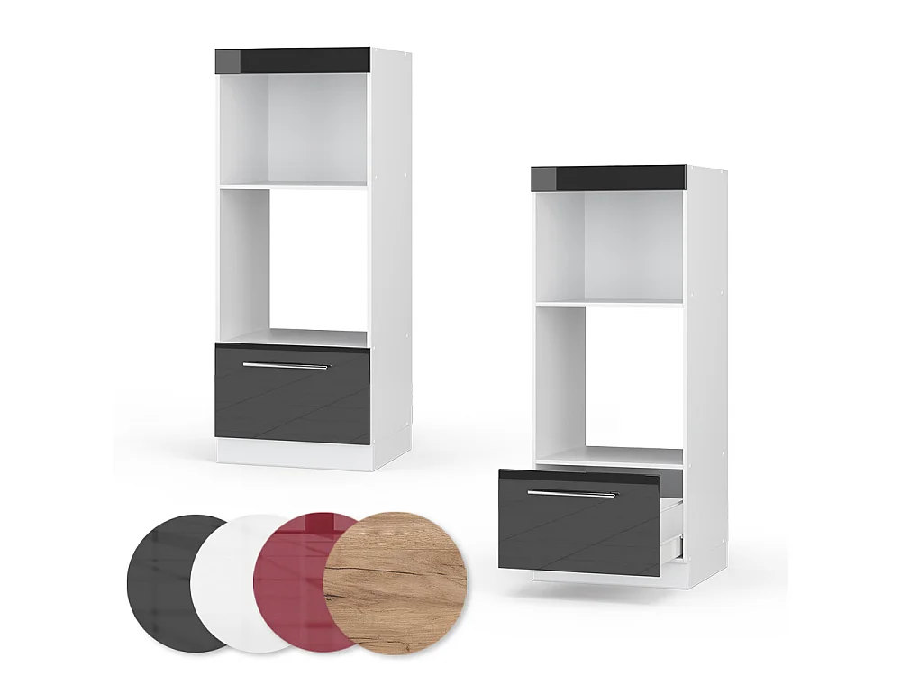 Armoire micro-ondes anthracite haute brillance 60x58.1x153.6 fame-line