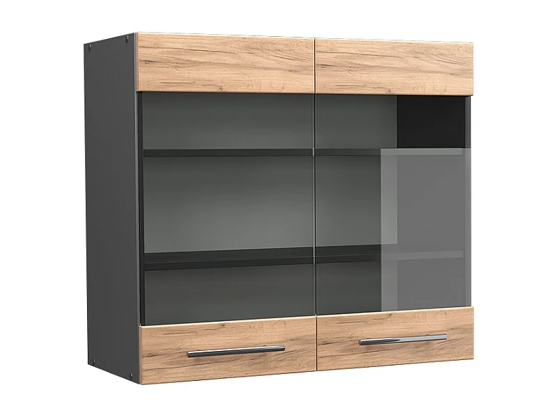 Armario de cocina con vidrio roble dorado 80x34.1x72 fame-line