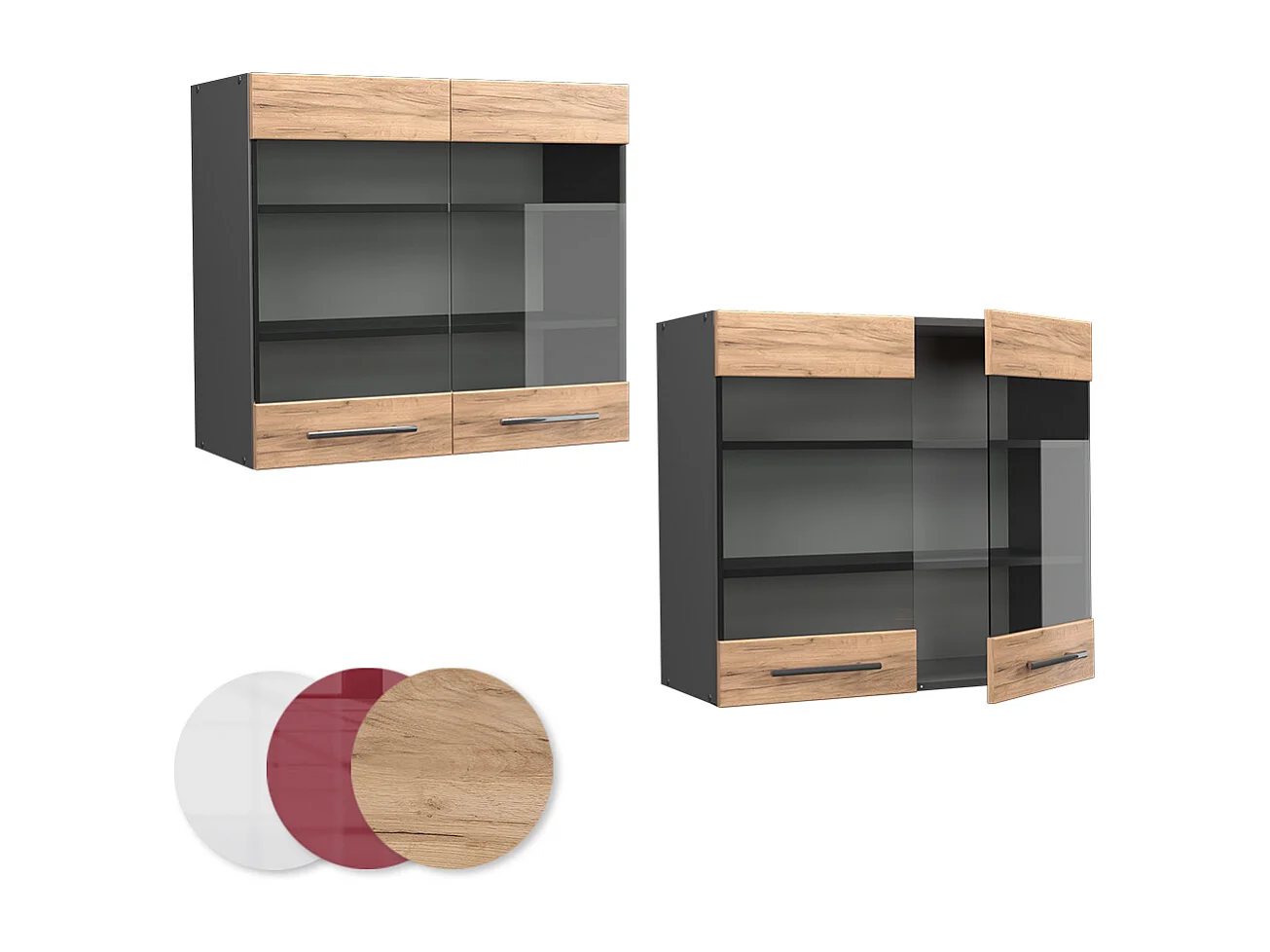 Armario de cocina con vidrio roble dorado 80x34.1x72 fame-line