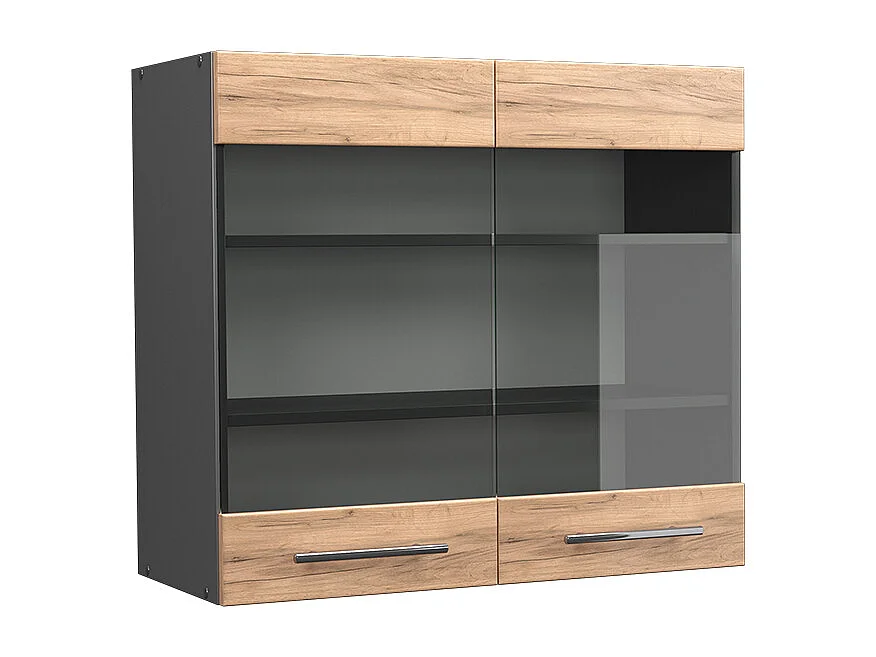 Armoire en verre chêne de force doré 80x34.1x72 fame-line