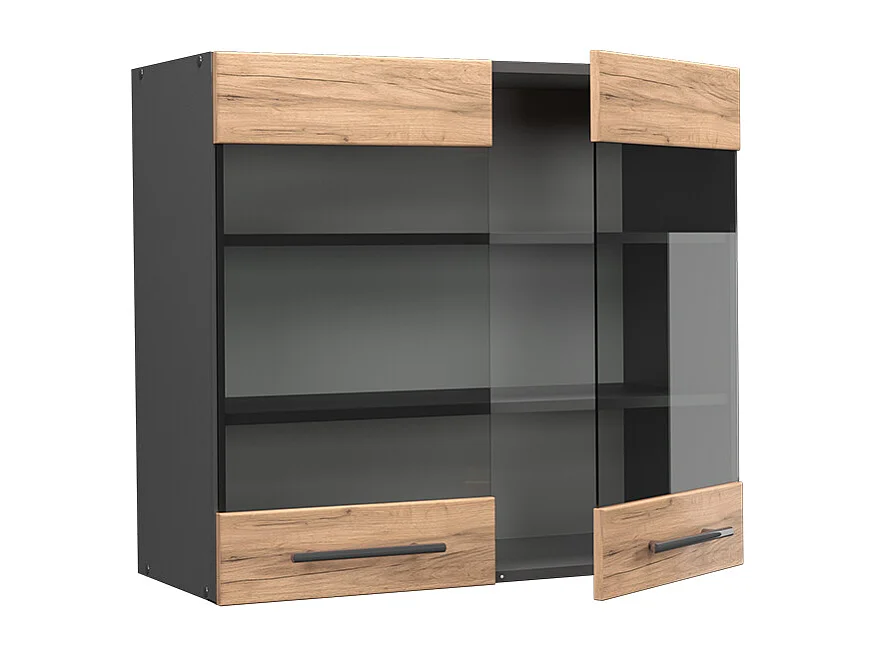 Armoire en verre chêne de force doré 80x34.1x72 fame-line